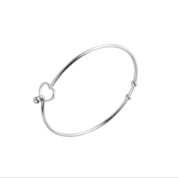 NWT ❤️ TITANIUM STAINLESS STEEL SILVER WIRE OPEN HEART BRACELET Unisex One Size - Picture 6 of 7